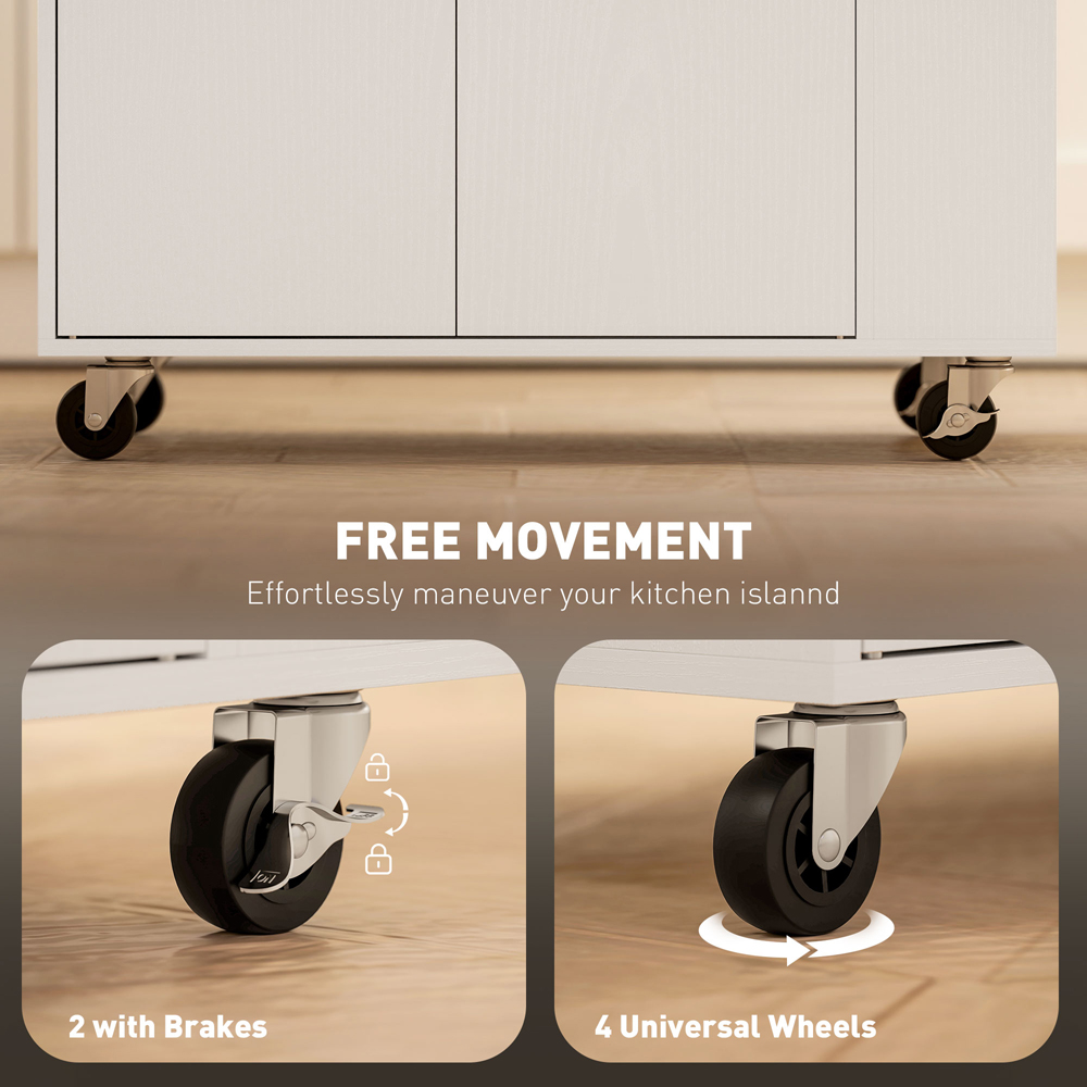 HOMCOM 2 Door Kitchen Island Cart with Towel Rack Image 7