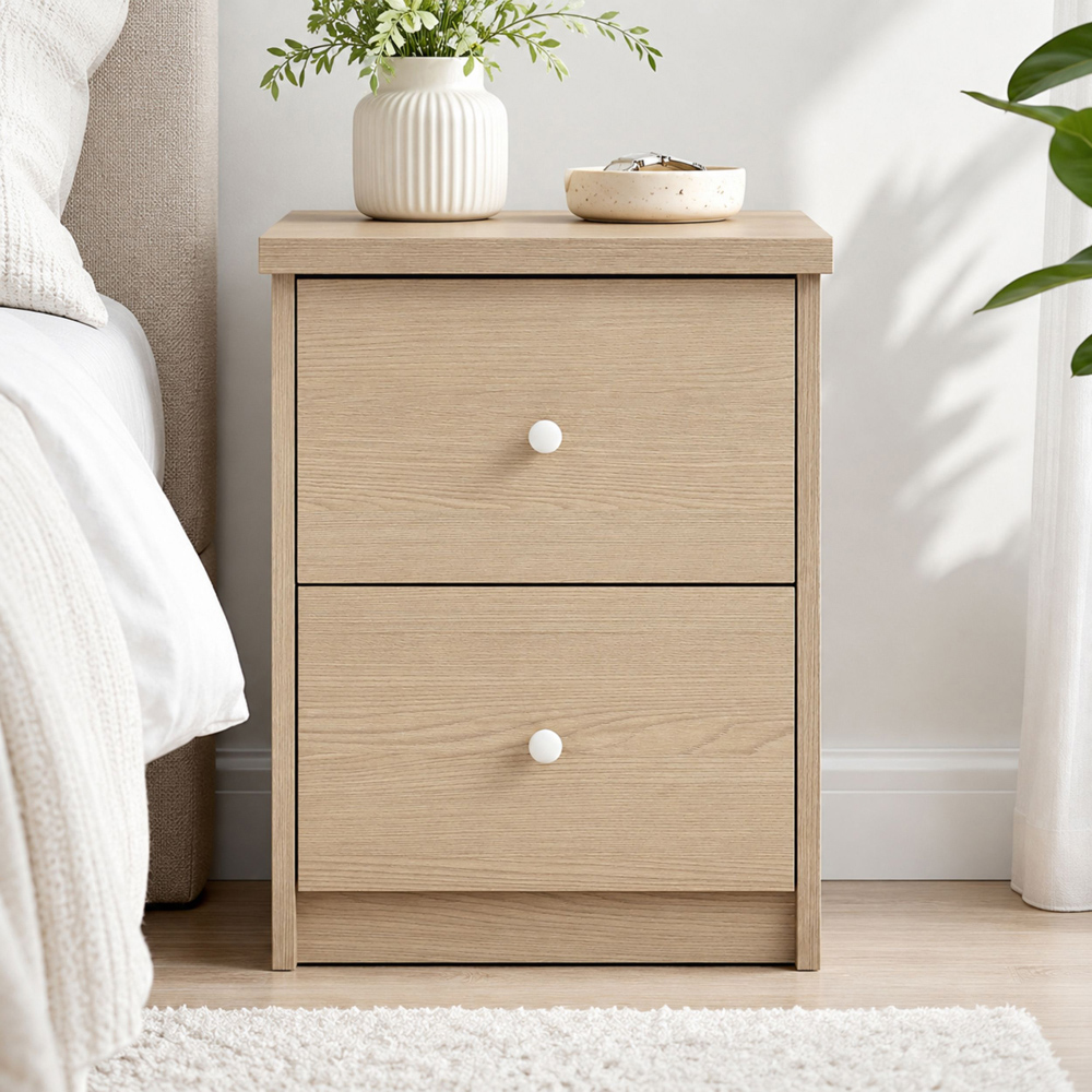 Core Products Freya 2 Drawer Smoked Oak Foil Finish Bedside Cabinet Image 5