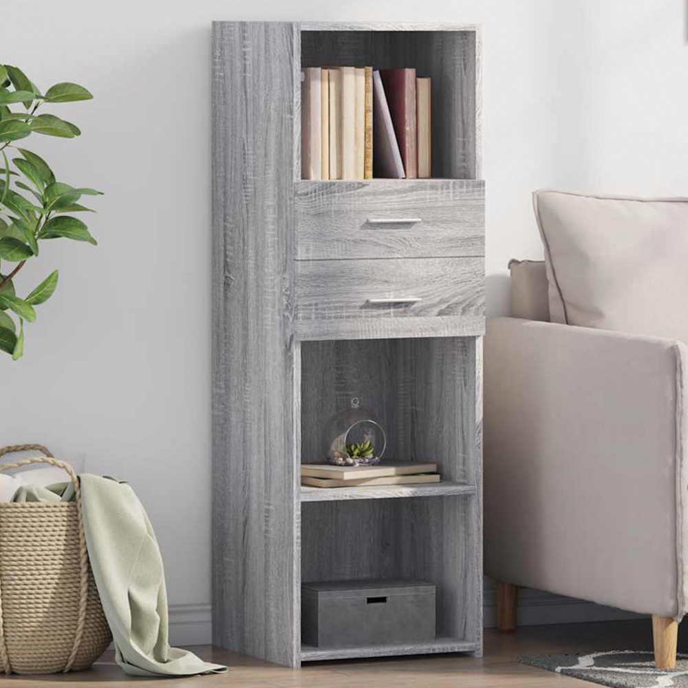 vidaXL 2 Drawer 3 Shelf Grey Sonoma Highboard Image 1