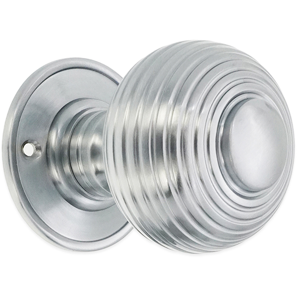 Spira Brass Satin Chrome Beehive Large 60mm Mortice Door Knob 2 Pack Image 3