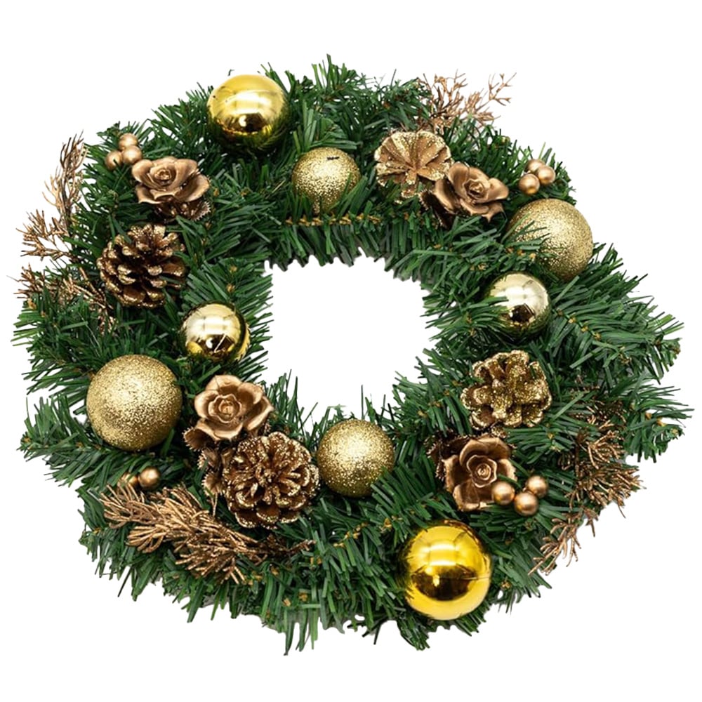 Marco Paul Gold Deck Christmas Wreath with Cones 30cm Image 1