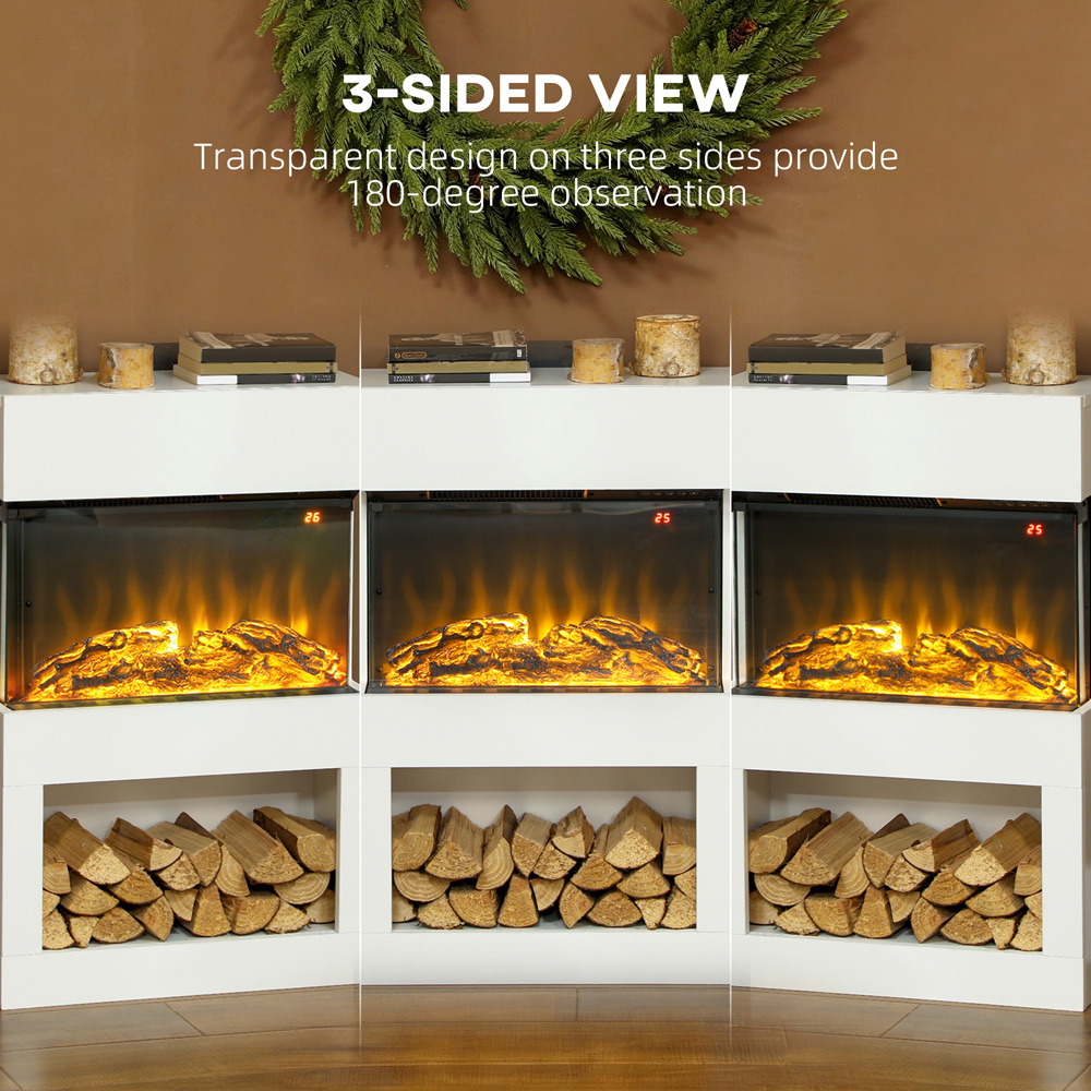 HOMCOM White Electric Fireplace and Mantel with Remote 2000W Image 5