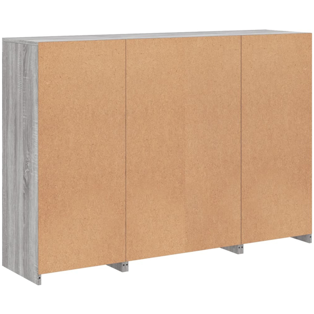 vidaXL 2 Door 12 Shelf Grey Sonoma Wooden Sideboard with LED Lights 3 Piece Image 7