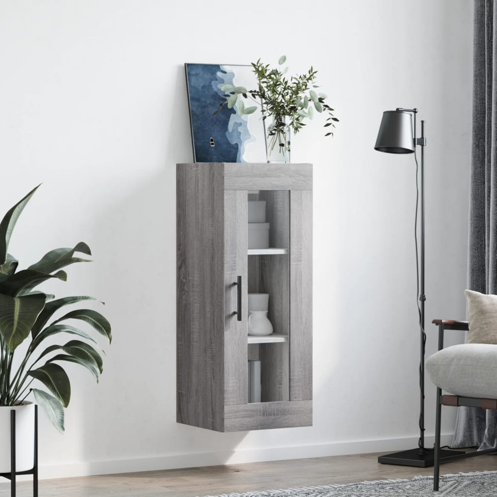 vidaXL Single Door Grey Sonoma Wall Mounted Cabinet Image 9