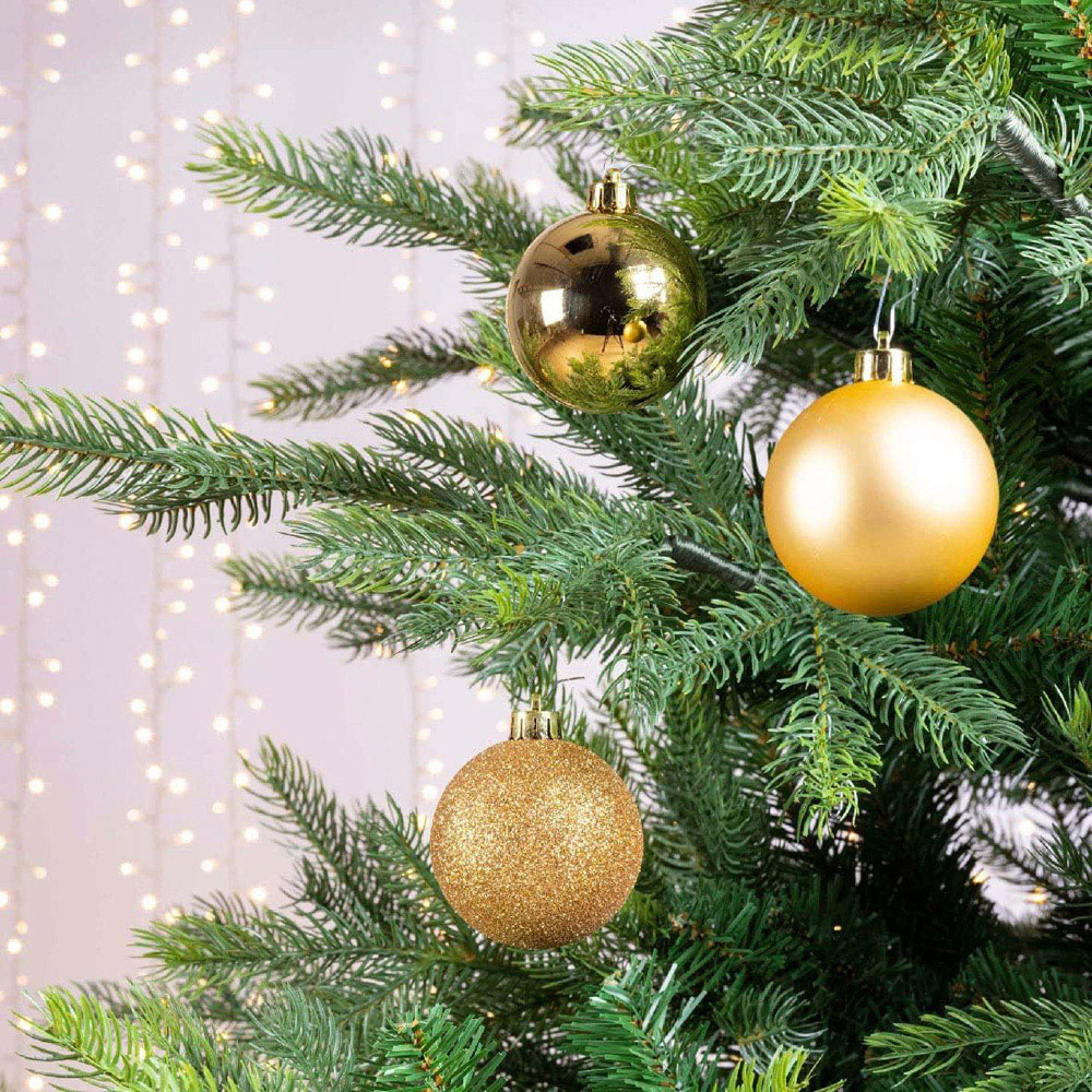 Shatchi 10cm Gold Shatterproof Christmas Bauble 3 Pack Image 3
