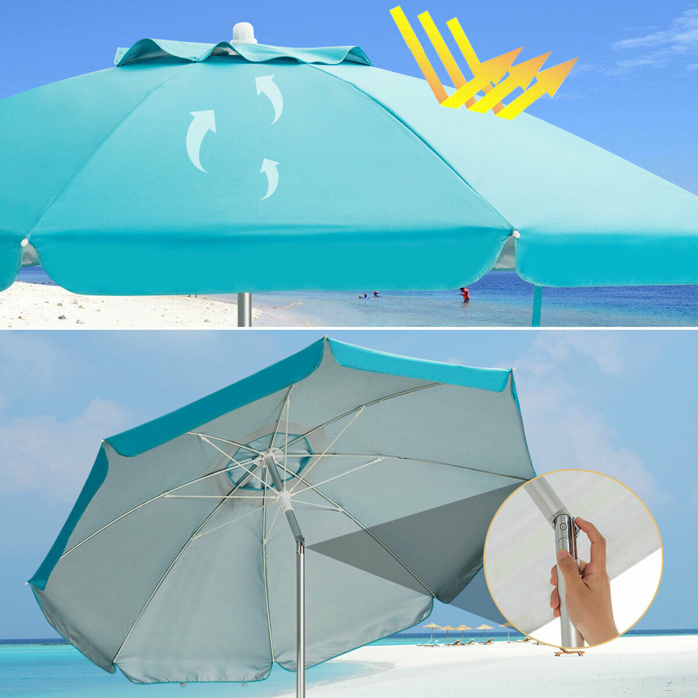 Costway Blue Tilt Parasol 2m Image 7