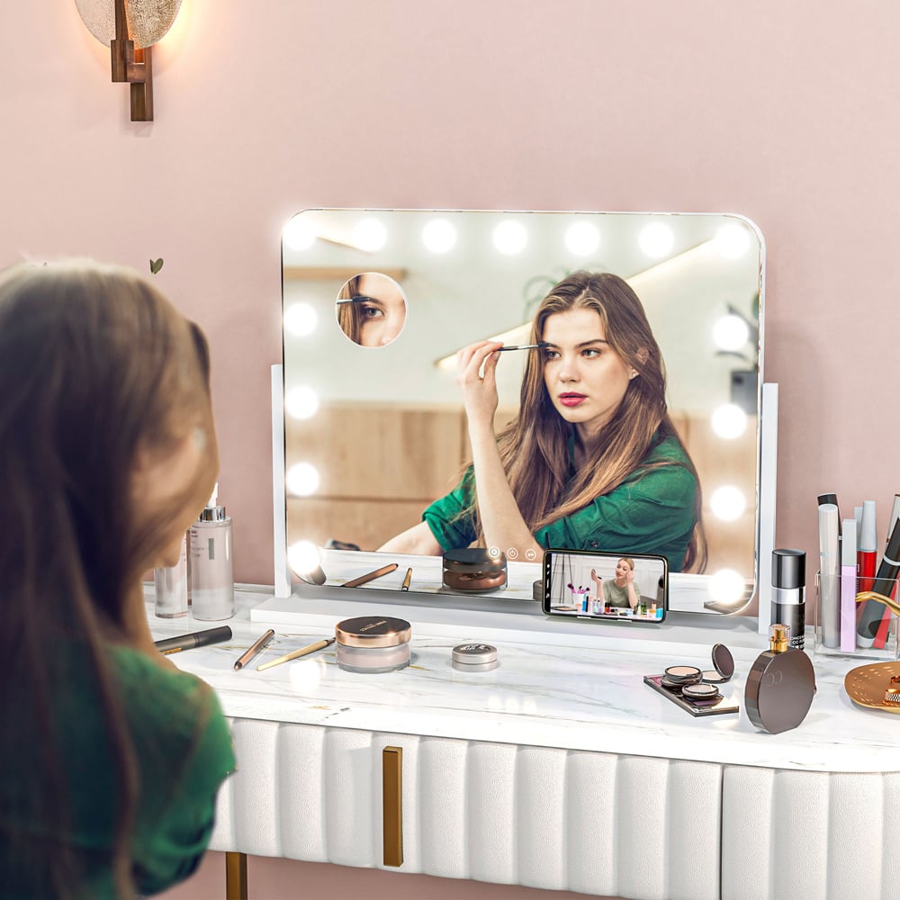 Portland Hollywood Dimmable LED Lighted Vanity Mirror with USB Port Image 2