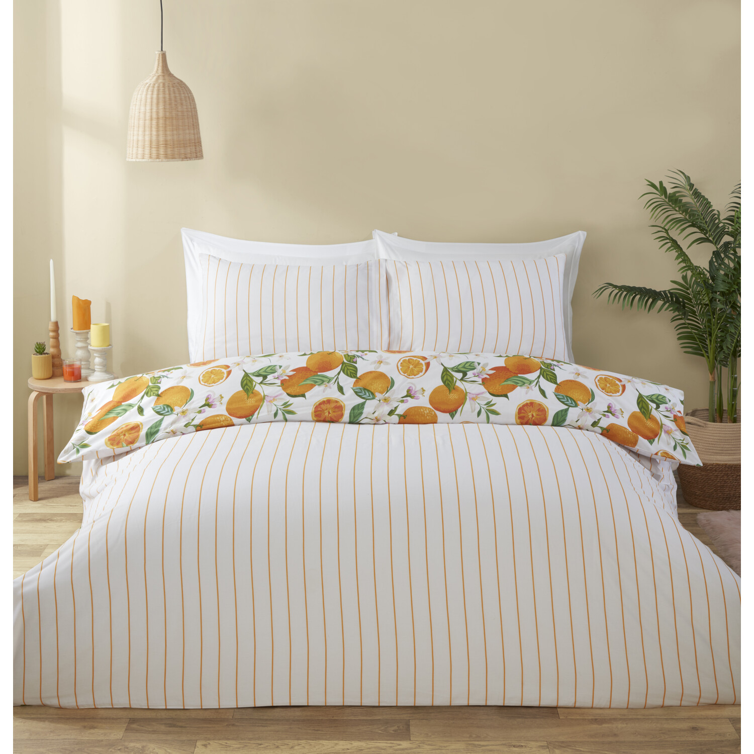 Seville Duvet Cover and Pillowcase Set - Orange / Single Image 2