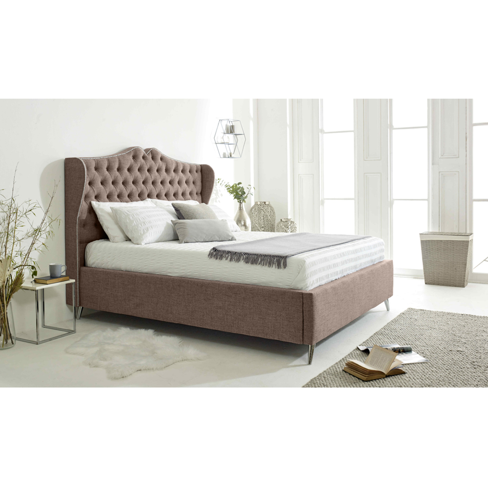 Eleganza Vanessa Super King Size Mineral Grampian Fabric Bed Frame with Headboard Image 9