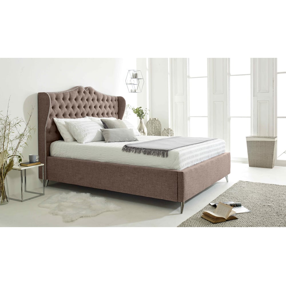 Eleganza Vanessa Single Mineral Grampian Fabric Bed Frame with Headboard Image 9