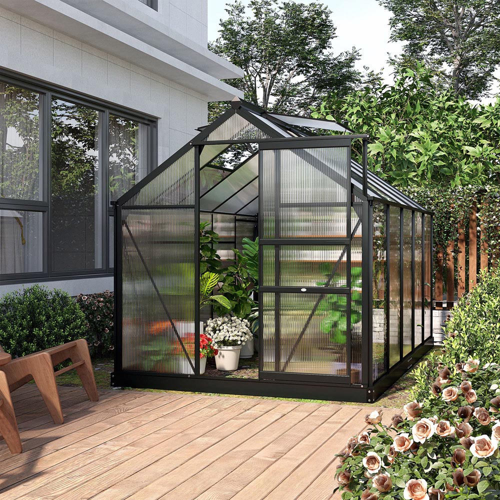 Outsunny Galvanised Aluminium Polycarbonate 6 x 10ft Walk In Greenhouse Image 2