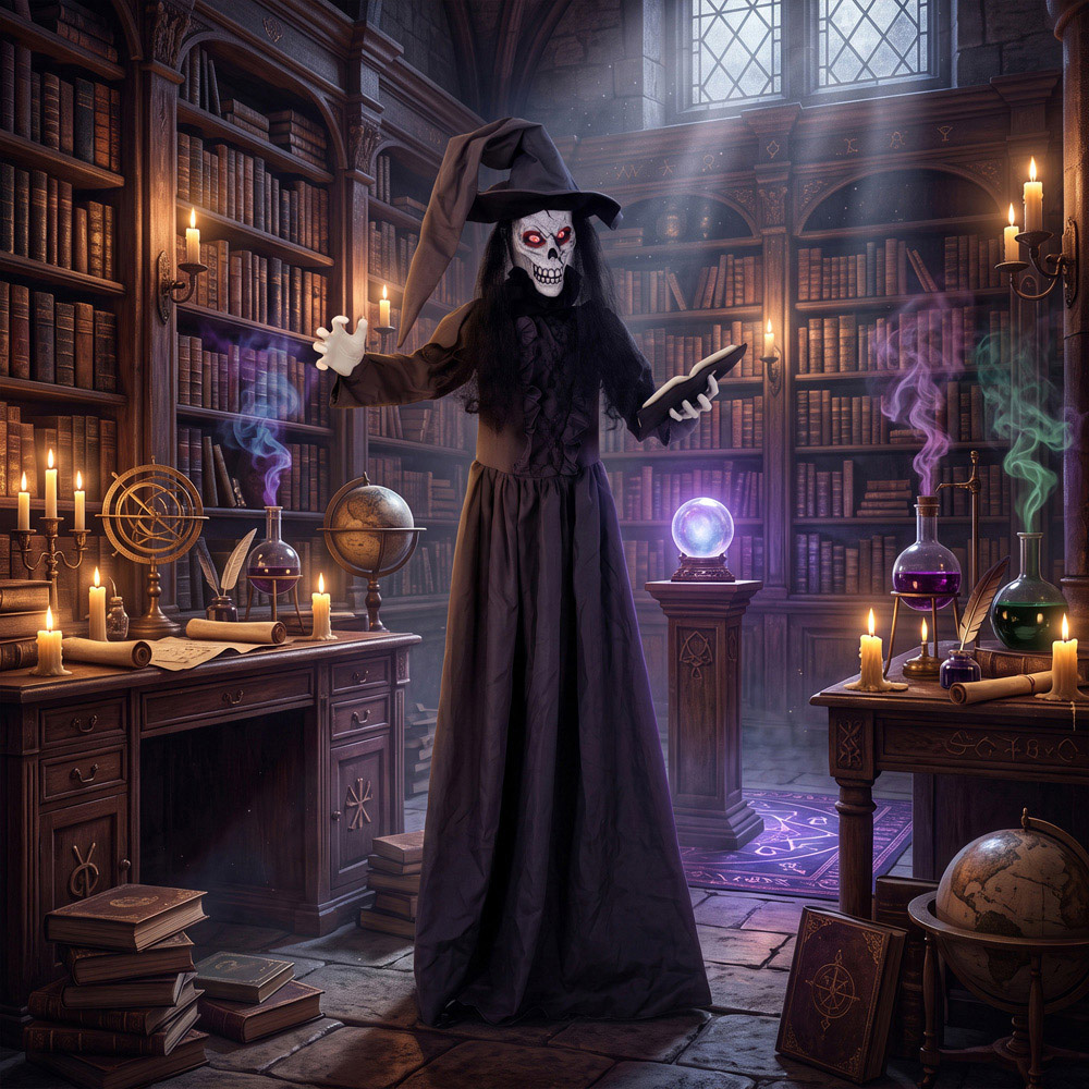 HOMCOM Light Up Life-Size Animated Witch Halloween Decoration 6ft Image 2