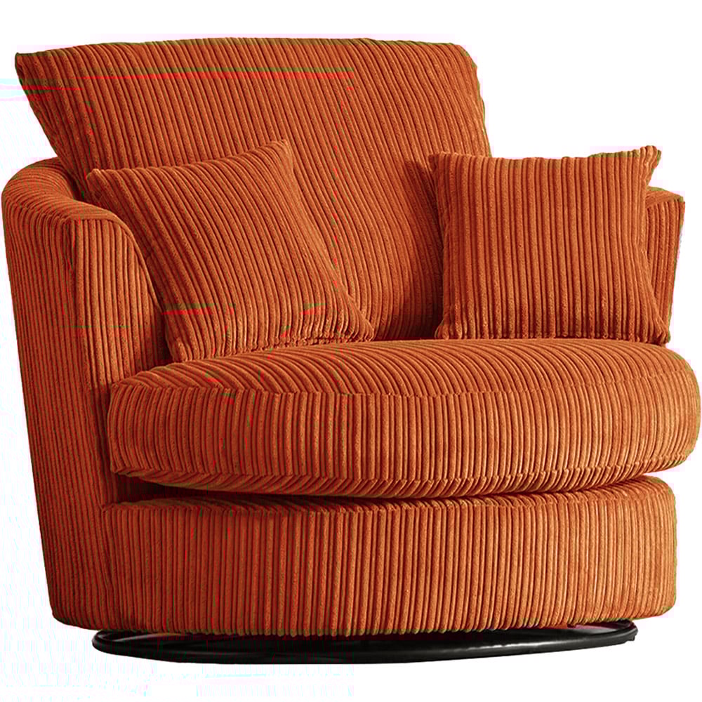 Luxor Orange Jumbo Cord Swivel Chair Image 2