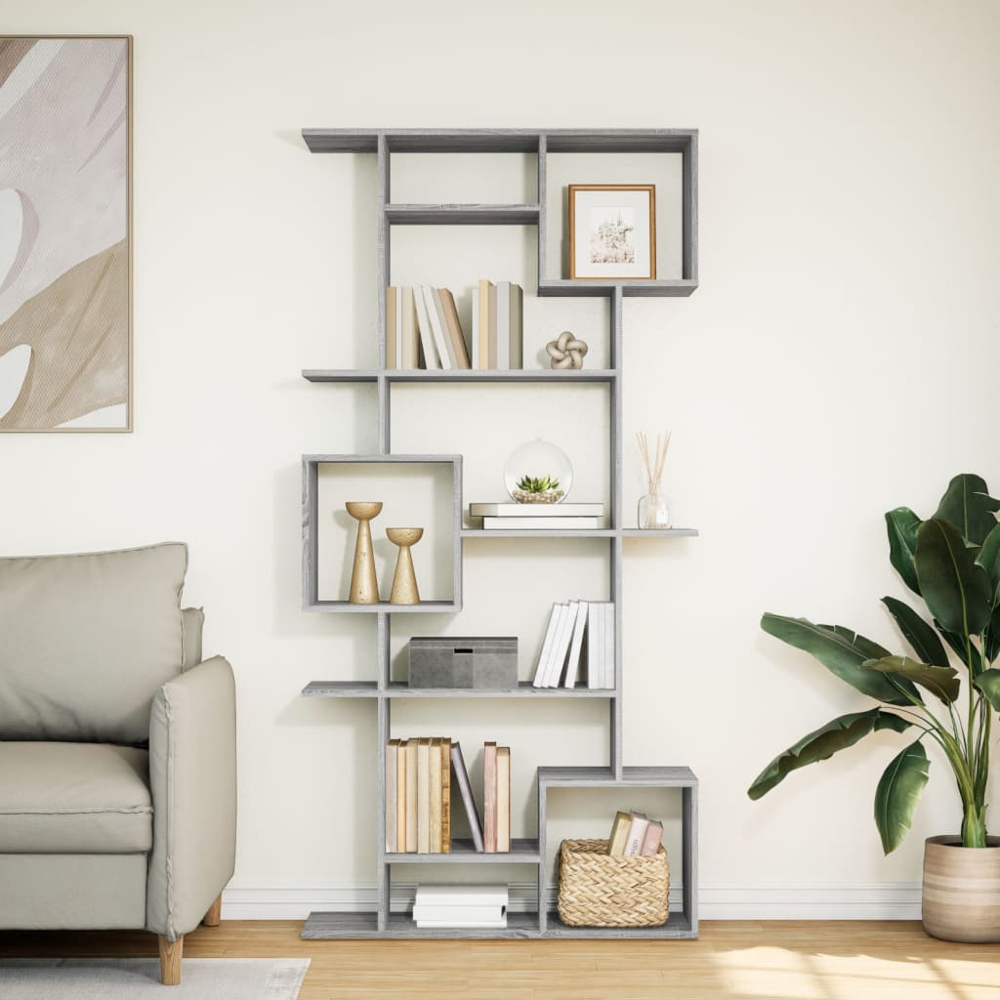 vidaXL 9 Shelf Grey Sonoma Oak Bookcase Image 9