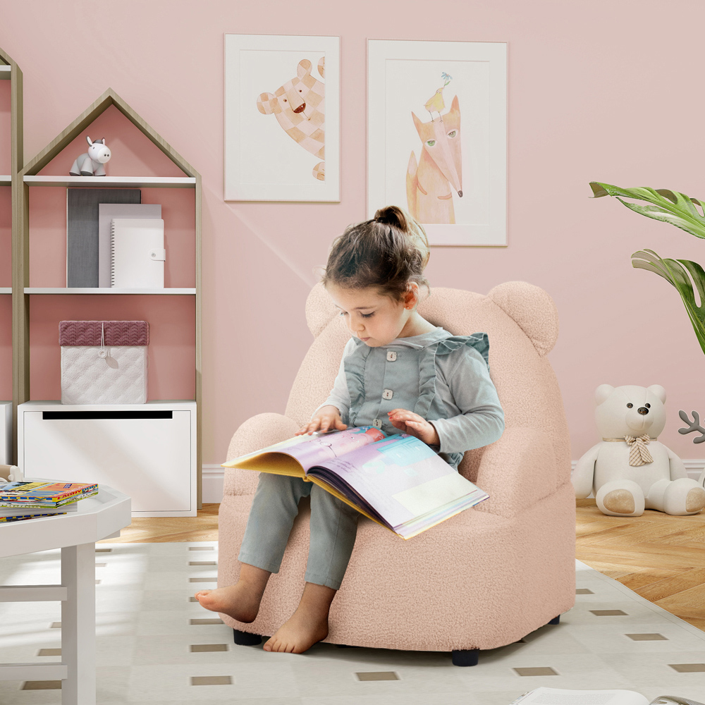 AIYAPLAY Pink Bear Shaped Kids Armchair Image 3