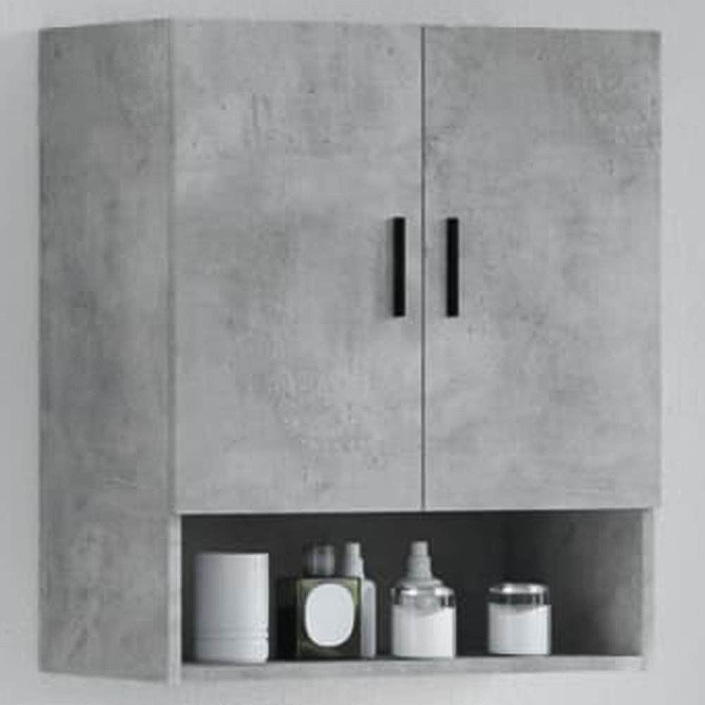vidaXL 2 Door Single Shelf Concrete Grey Wall Cabinet Image 1