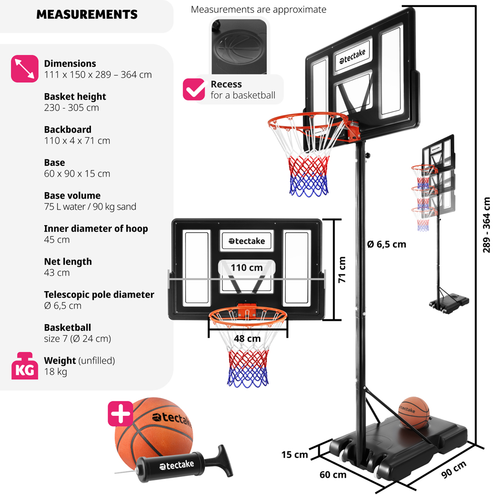 tectake Dirk Black Basketball Hoop Image 9