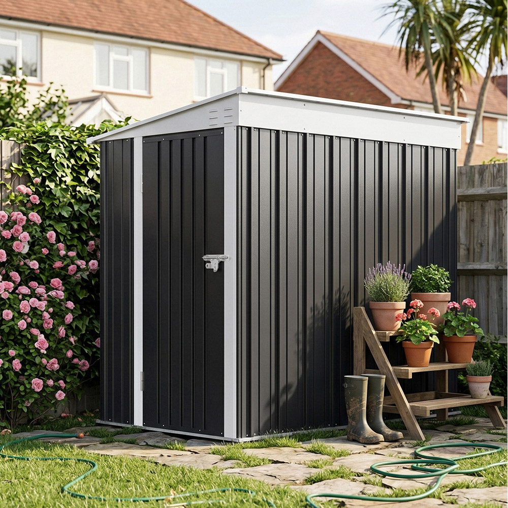 Living and Home 4 x 6ft Metal Lockable Pent Garden Storage Shed Image 3