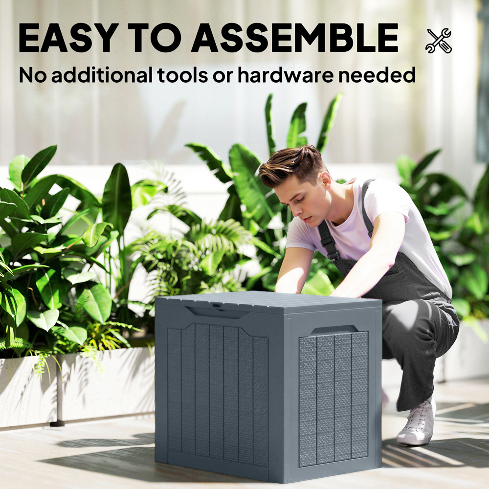 Outsunny 93L Grey Plastic Garden Storage Box Image 7
