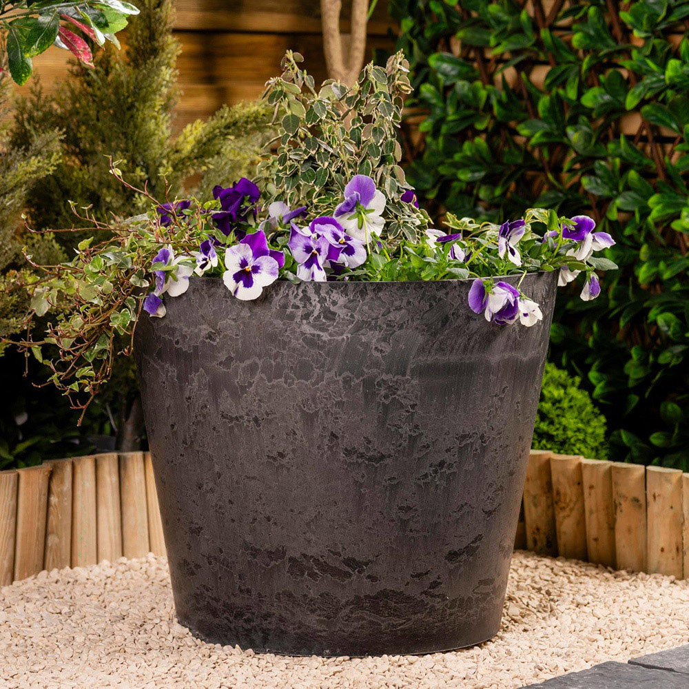 Garden Gear Caesar Charcoal Marble Effect Planter 41cm 2 Pack Image 2