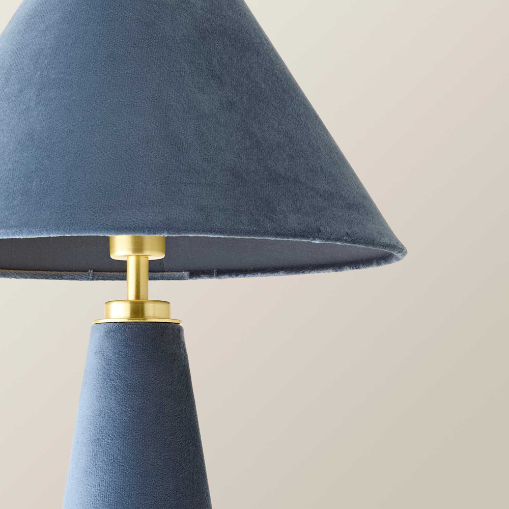 ValueLights Martha Denim Blue Conical LED Table Lamp with Bulb Image 3