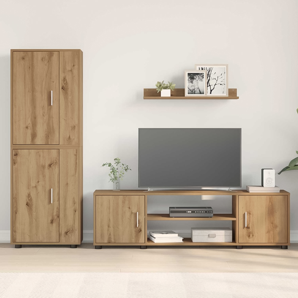 vidaXL Artisan Oak Wall Mounted 4 Piece TV Cabinet Set Image 1