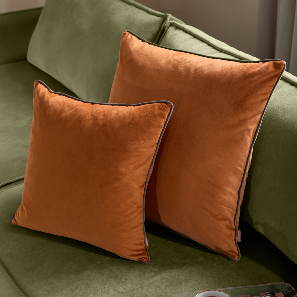 Furn Meridian Pumpkin and Mocha Velvet Cushion 45 x 45cm Image 5