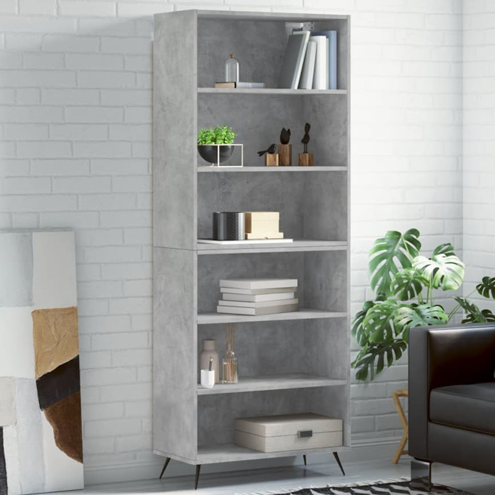 vidaXL 6 Shelf Concrete Grey Highboard Image 1