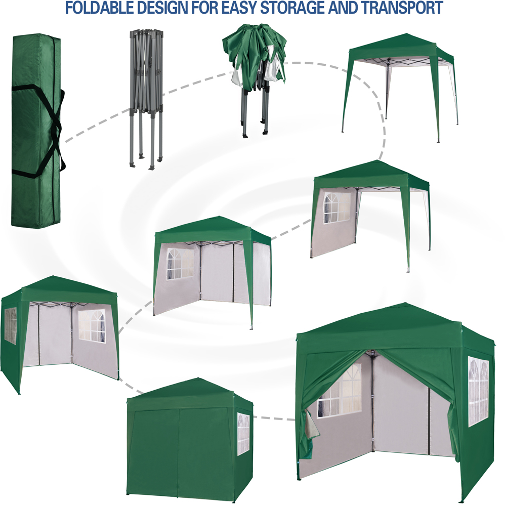 Green Pop Up Outdoor Canopy Tent with Removable Sidewalls 2 x 2m Image 3
