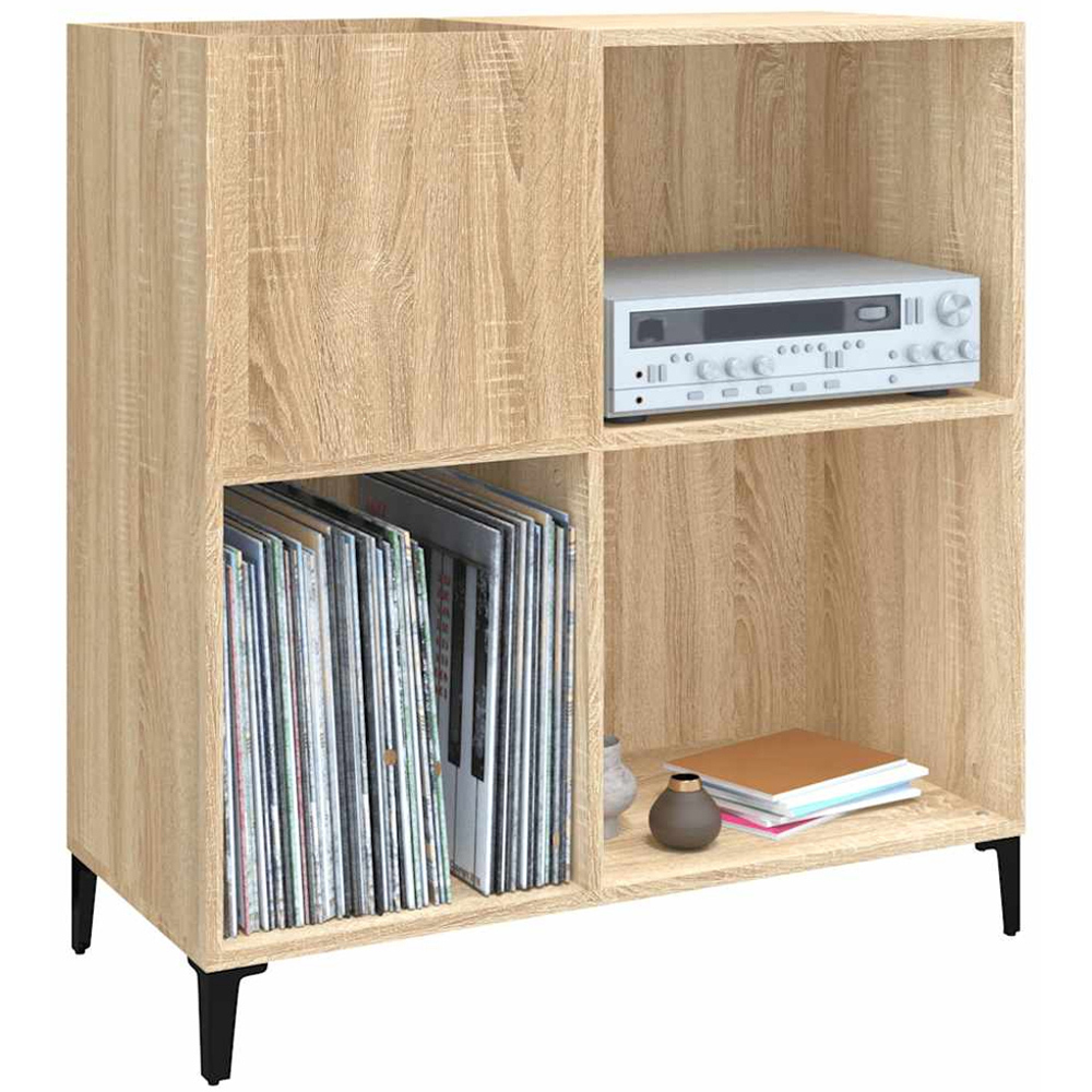 vidaXL 3 Shelf Sonoma Oak Record Cabinet Image 3