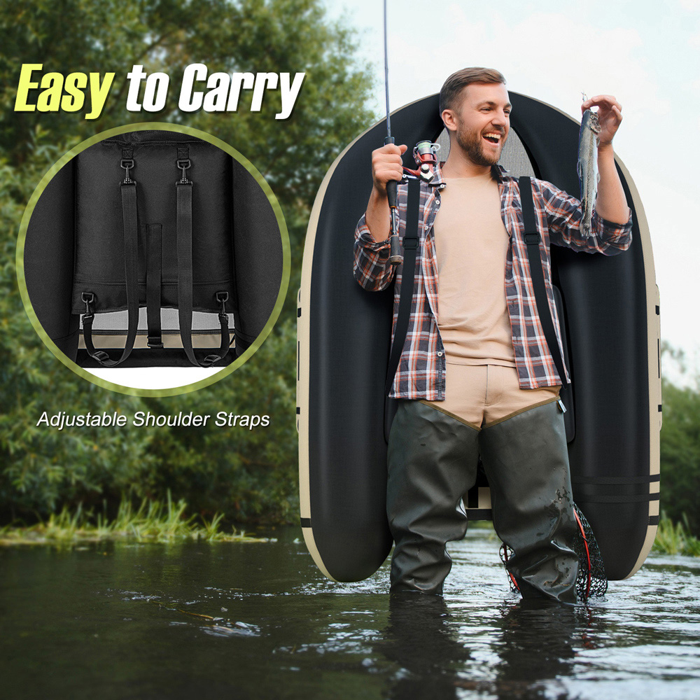 Costway Beige Inflatable Fishing Float Tube with Pump Image 8
