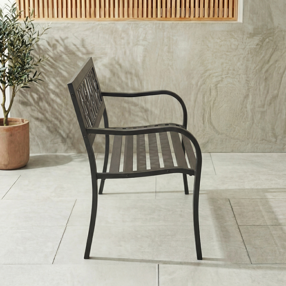 GARDEN VIDA Tulip Style Steel Garden Bench Image 5