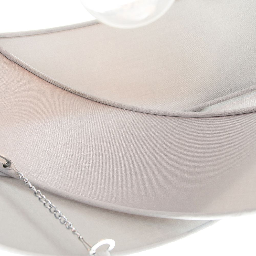 Happy Homewares Contemporary Triple Ring Grey Cotton Fabric and Satin Inner Pendant Shade Image 4