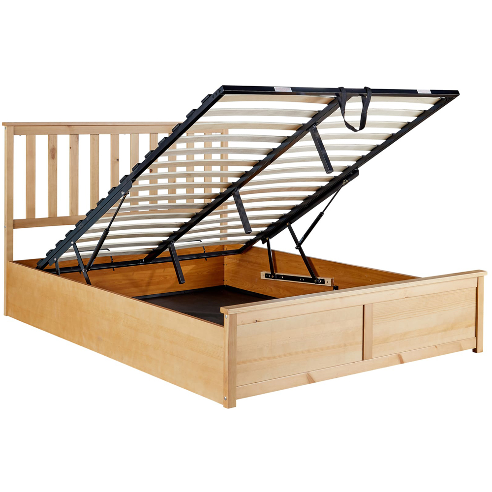 Home Source Double Oak Effect End Lift Ottoman Storage Bed Frame Image 3