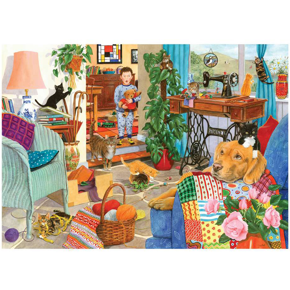 The House of Puzzles Kitten Chaos 1000 Piece Jigsaw Puzzle Image 1