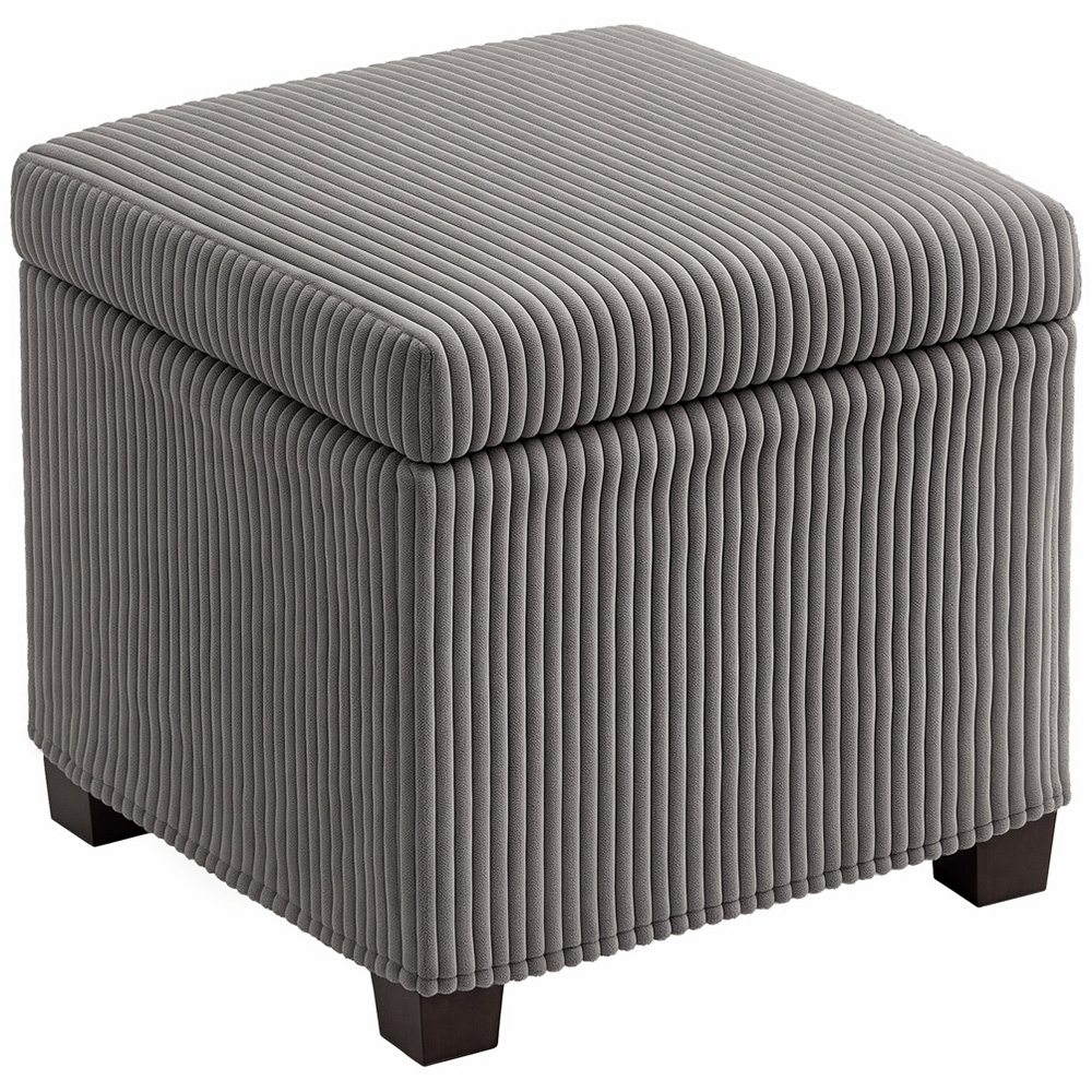HOMCOM Grey Ottoman Footstool with Removable Lid Image 2