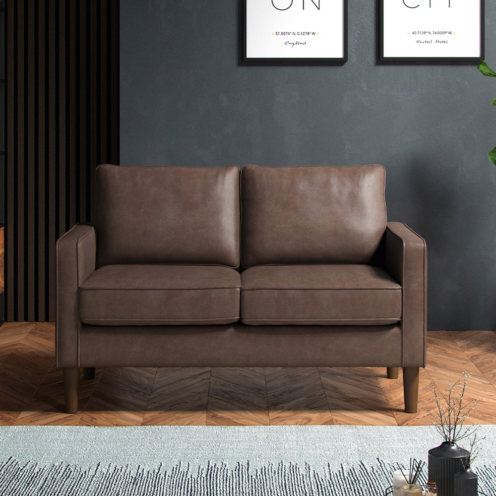 Bexhill 5 Seater Brown Faux Leather Sofa Suite Image 6