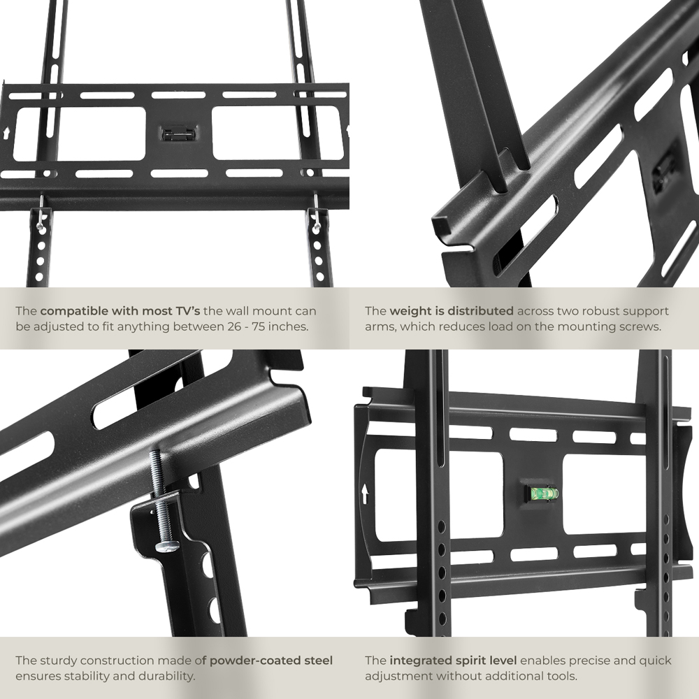 tectake 26 to 75 inch Width Adjustable and TV Bracket Image 5
