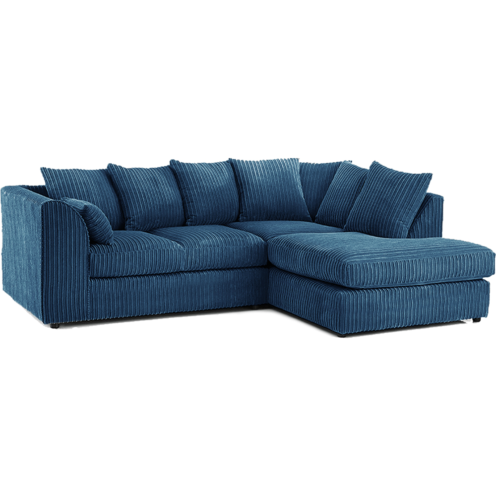 Luxor 3 Seater Marine Blue Jumbo Cord Right Hand Facing Corner Sofa Image 2