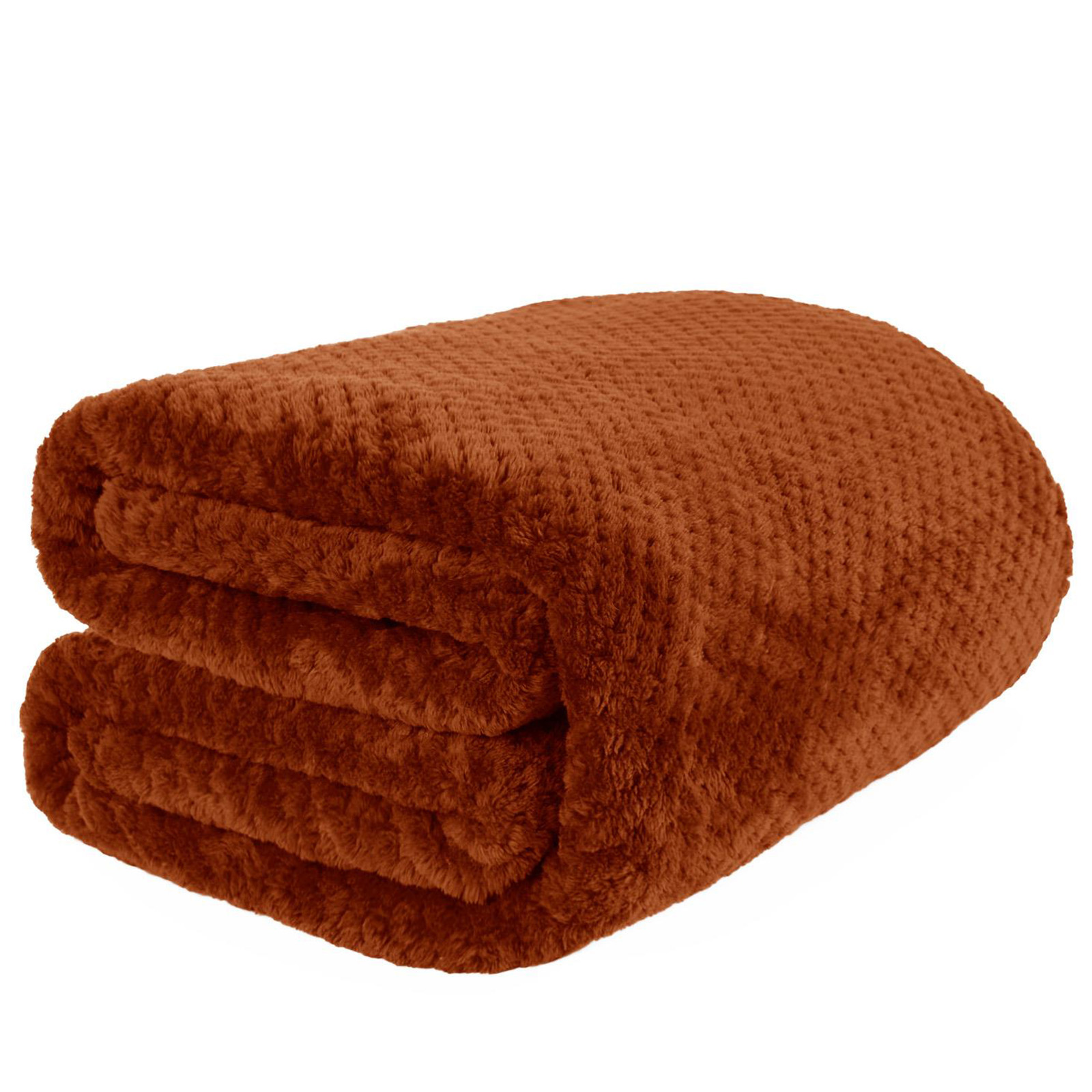 Dreamscene Luxury Burnt Orange Honeycomb Mink Waffle Throw 200 x 150cm Image 1