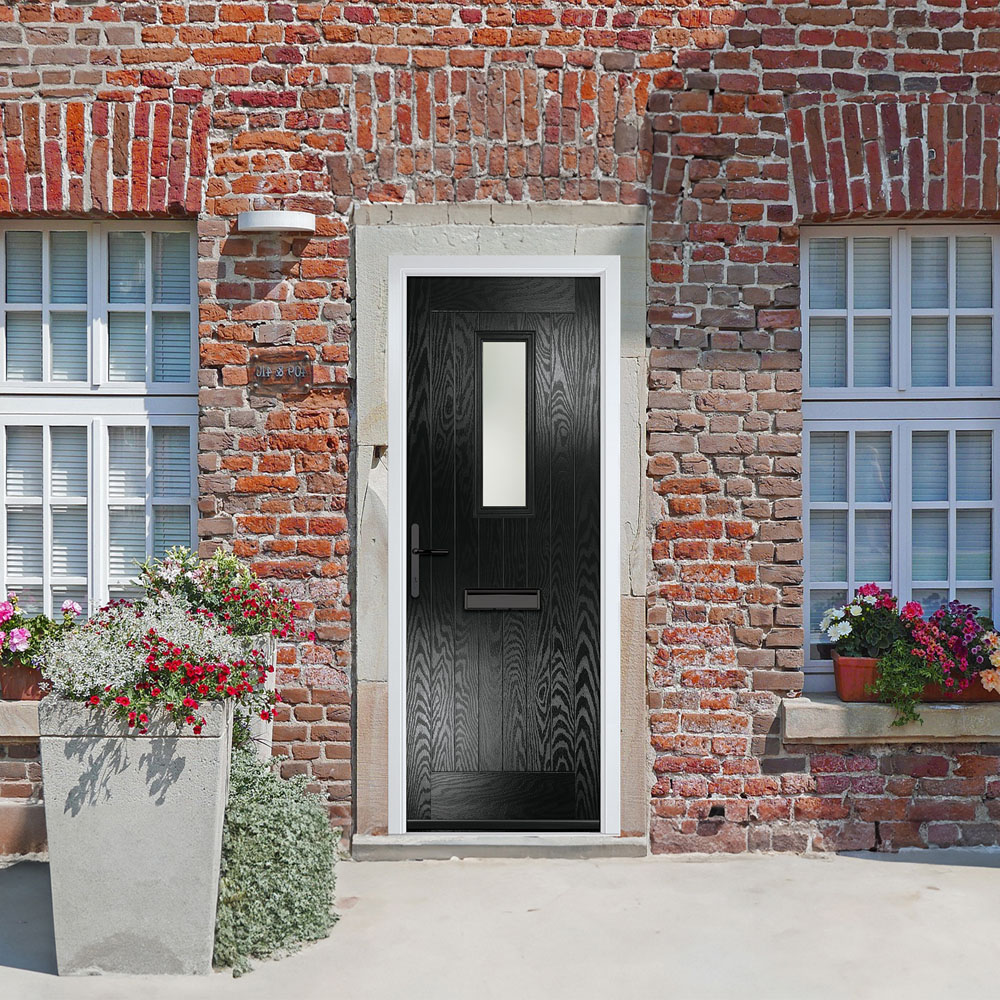 Crystal-Direct Sunningdale Black GRP Clear Glass Right Hand Open Front Door 2090 x 890mm Image 2