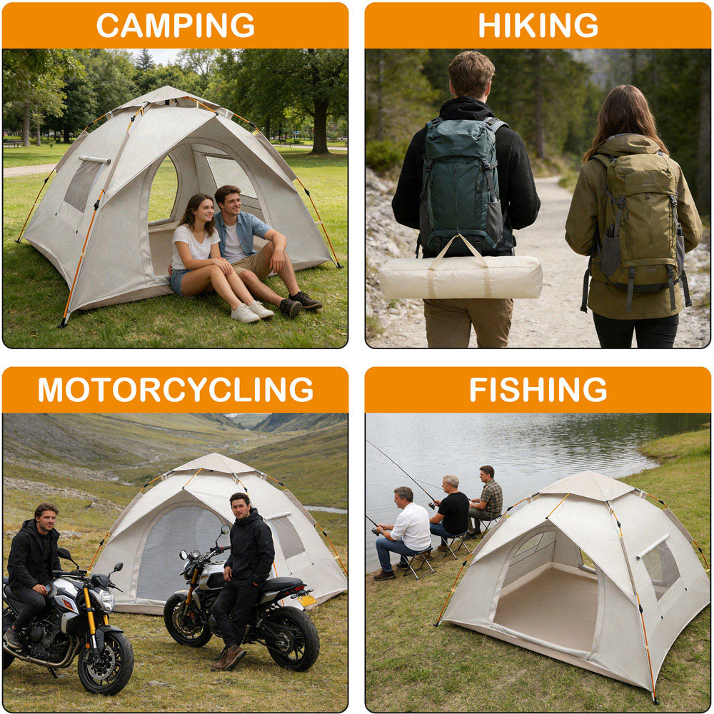 Willowmare 1-2 Person Waterproof Easy Setup Camping Tent White Image 8