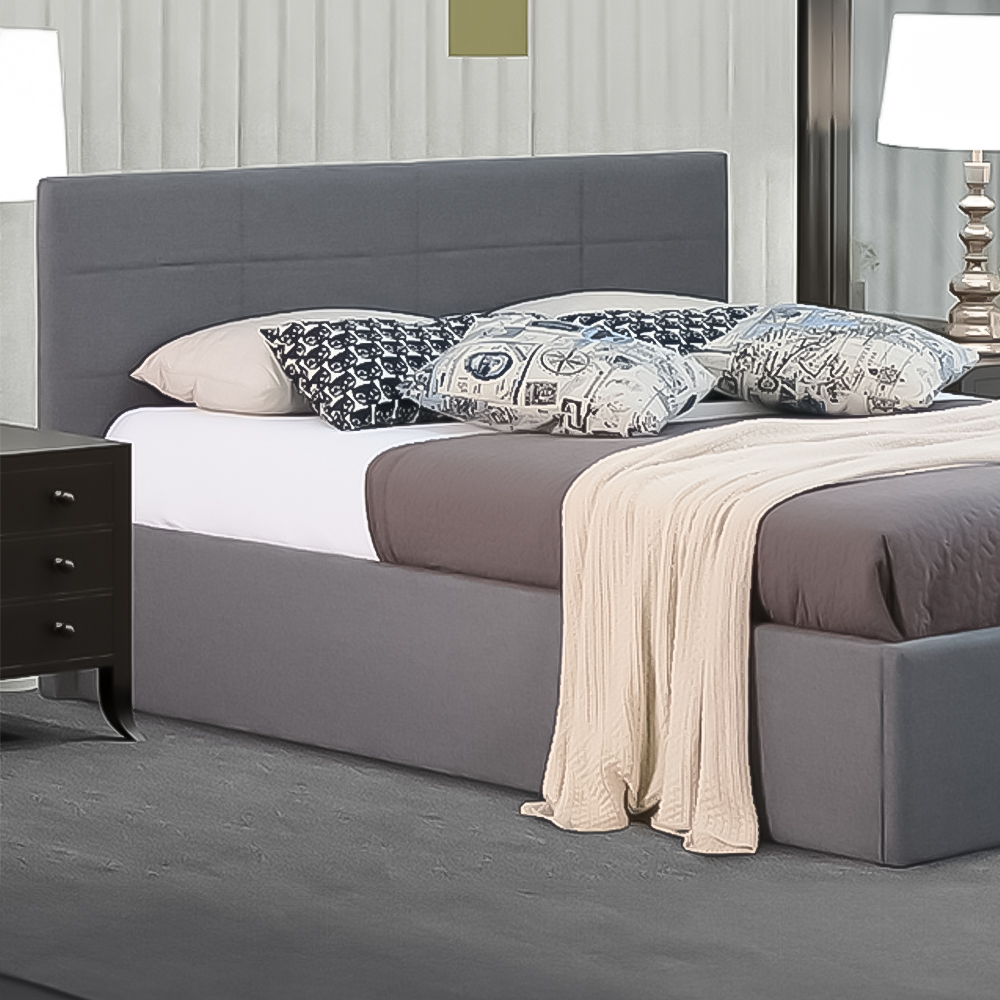 Brooklyn King Size Grey Fabric Gas Lift Ottoman Bed Image 2