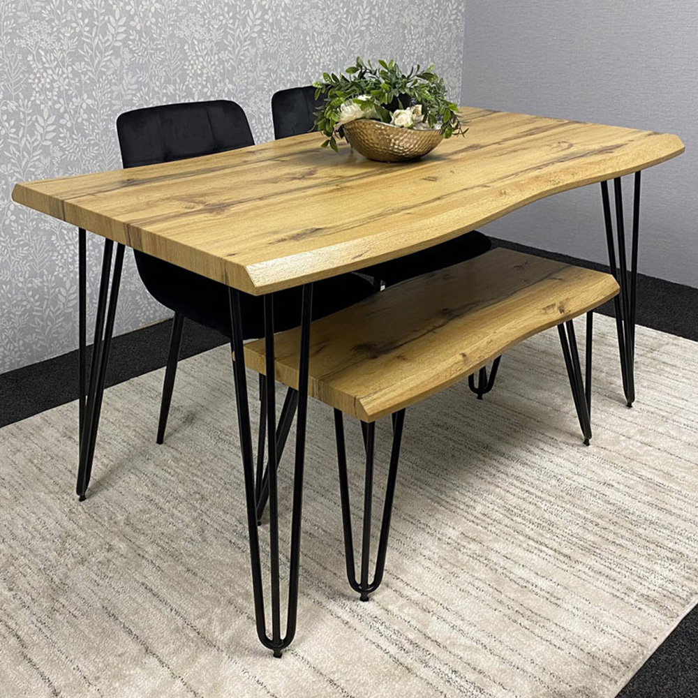 Kosy Koala 4 Seater Velvet Wooden Dining Set with Bench Black Image 1