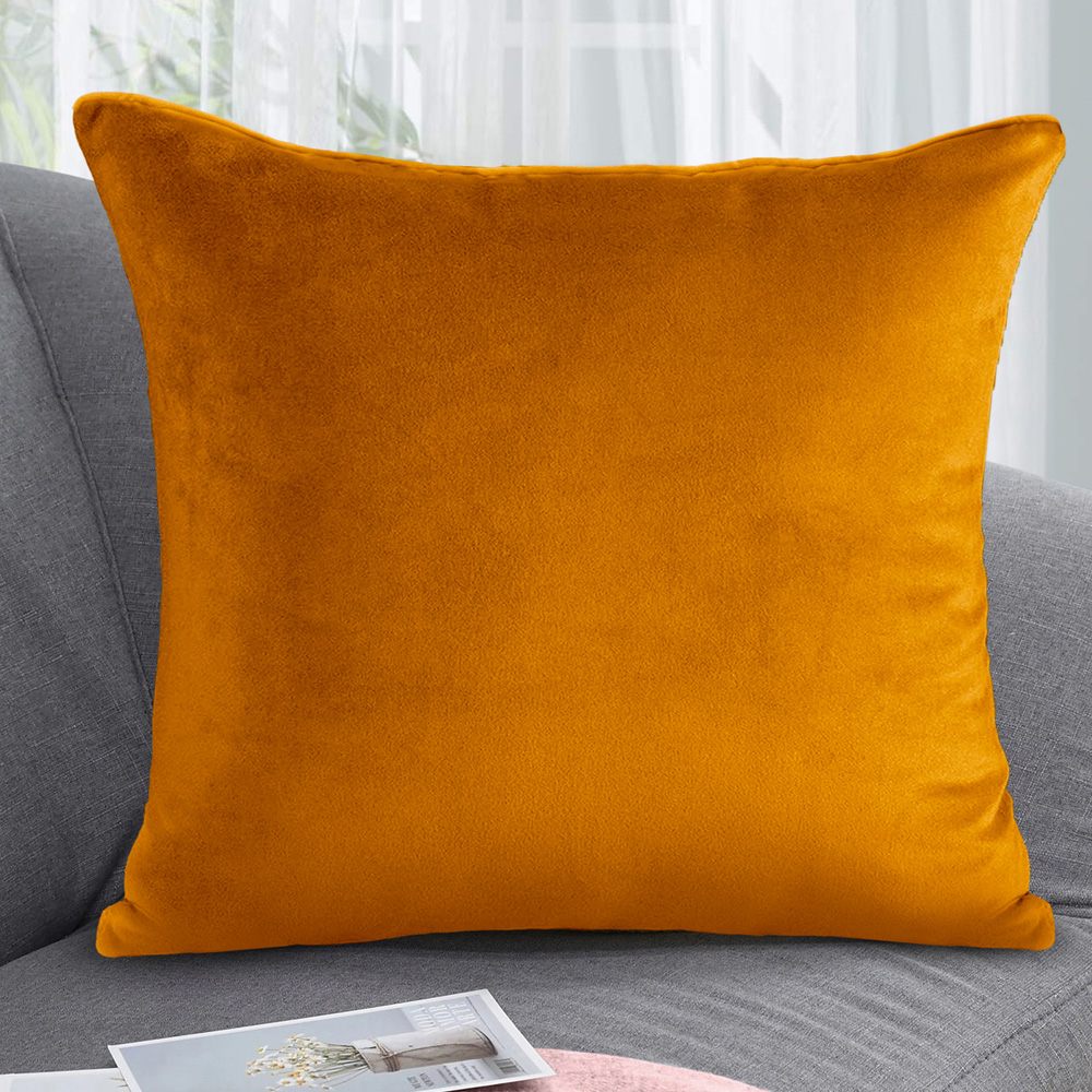 Velosso Luna Velvet Plain Orange Filled Cushion 43 x 43cm 2 Pack Image 2