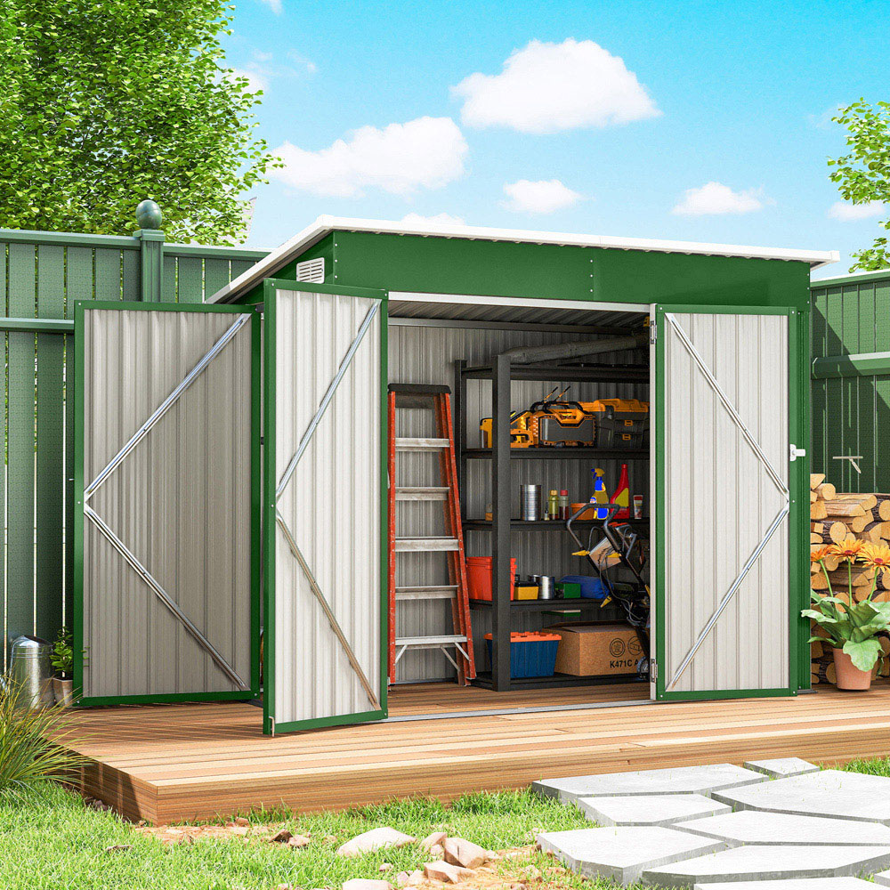 Outsunny 7.5 x 4ft Green Galvanised Steel Garden Storage Shed Image 2