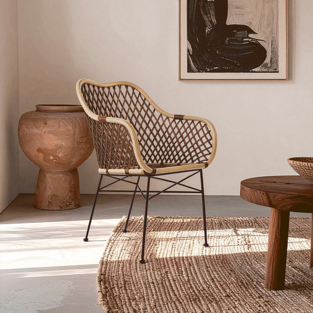 Premier Housewares Manado Natural Rattan and Metal Accent Chair Image 5