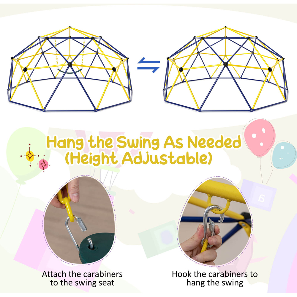 Costway Yellow Kids Climbing Dome and Jungle Gym Playground Set Image 7