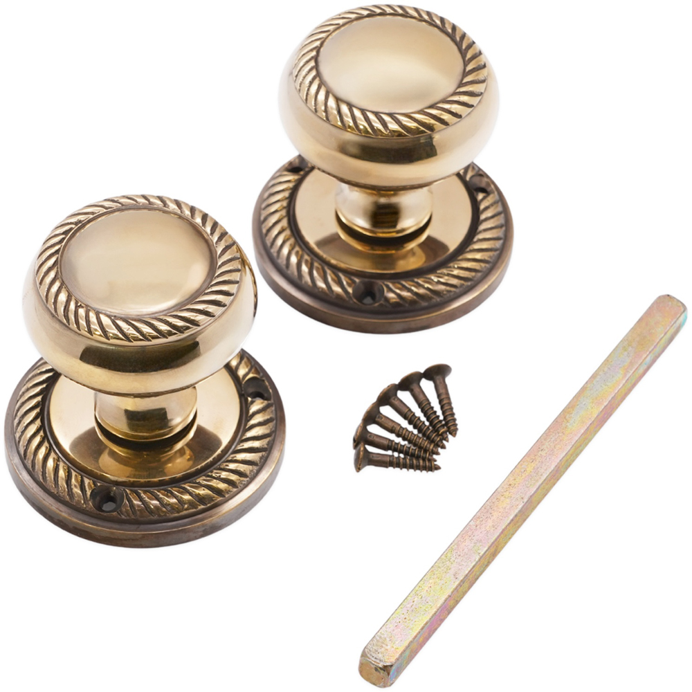 Spira Brass Aged Brass Georgian Mortice Door Knob 2 Pack Image 4