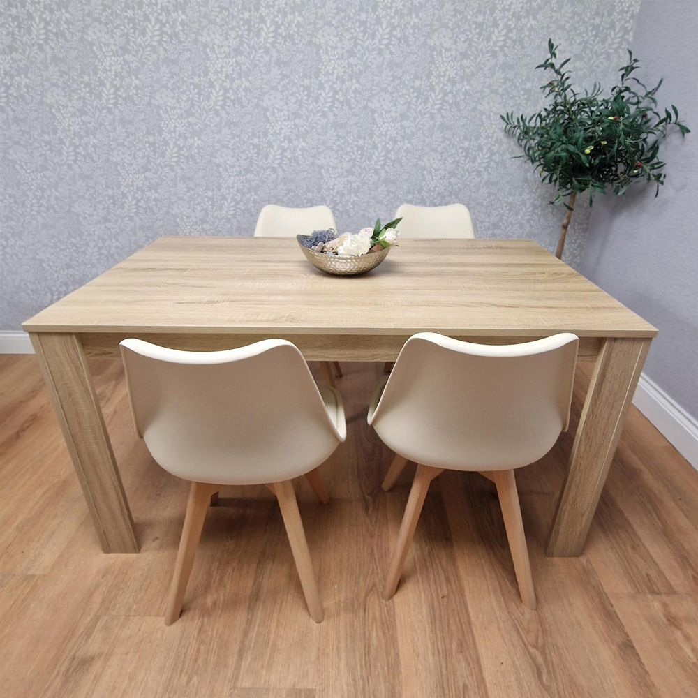 Kosy Koala 4 Seater Plastic Dining Table Set Oak Effect and Cream Image 3
